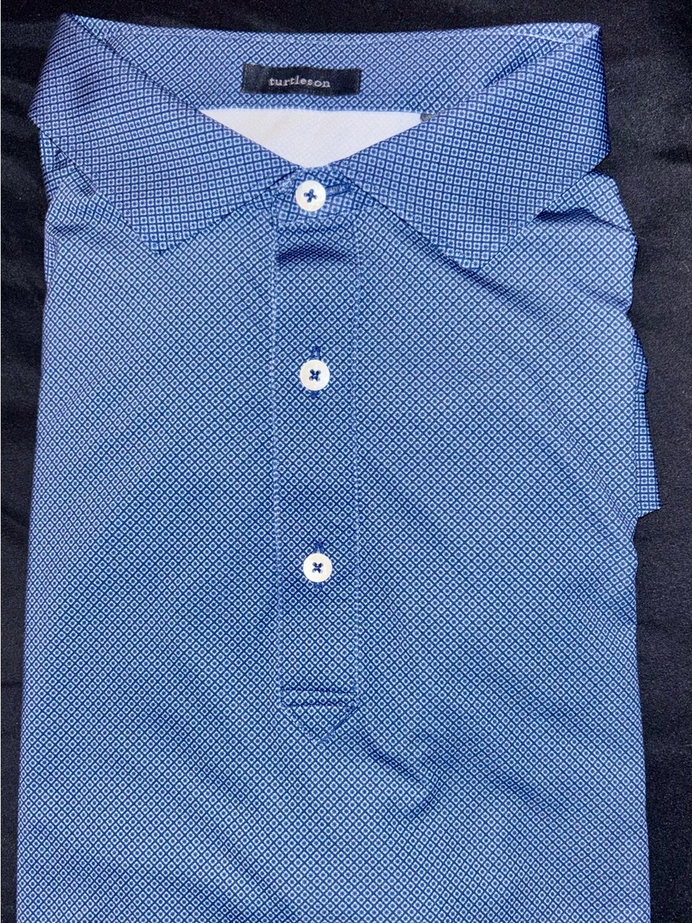 Turtleson Men's Blue Geometric Polo Shirt XL